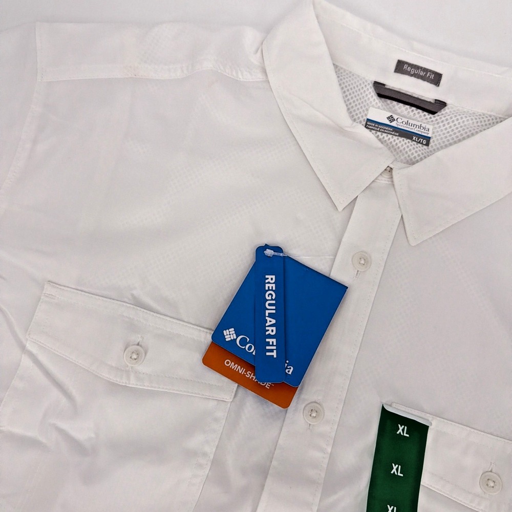 NWT Columbia Omni-Shade UPF 40 Mens XL White Fishing Shirt